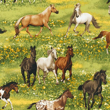 Band of Horses - Yellow Cotton Fabric Mtr