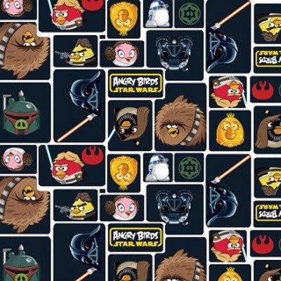 Angry Birds Star Wars Fabric Black by Camelot 1/2 Mtr